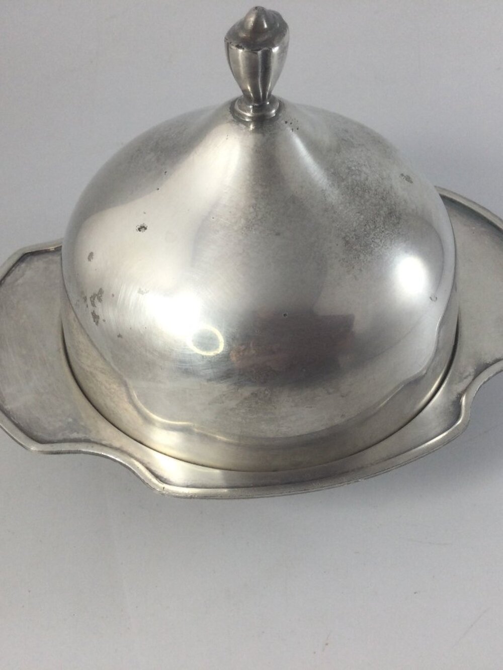 Vintage W.M.Mounts Silverplated Covered Butter Snack Serving Dish 6" H READ